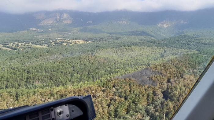 Imagen de hoy en la zona del incendio de Sigüés.