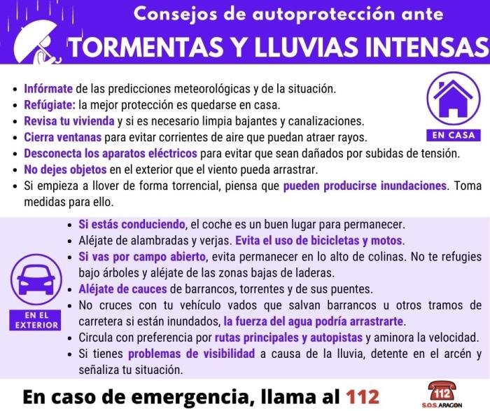 Consejos de autoprotección ante tormentas y lluvias intensas