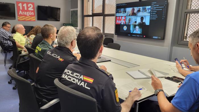 Imagen de la reunión del CECOP para analizar el actual episodio de tormentas en Aragón