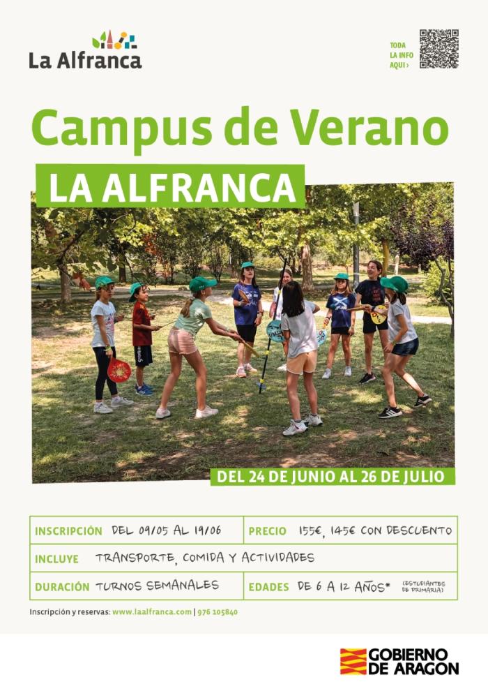 Cartel del campus de verano de La Alfranca.