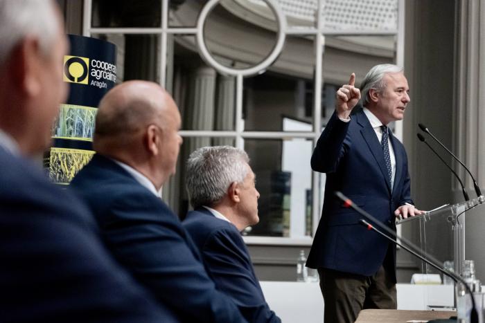 El presidente ha asistido este jueves a la Asamblea General de Cooperativas Agroalimentarias de Aragón.