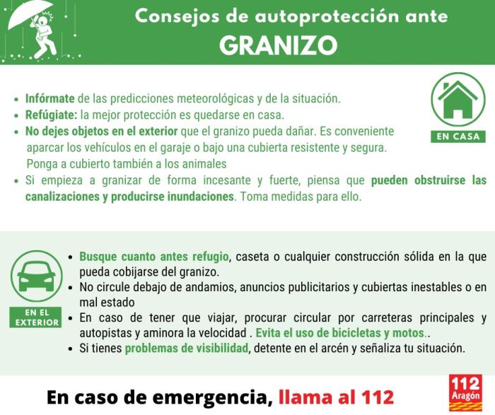 Consejos de autoprotección ante el riesgo de granizo