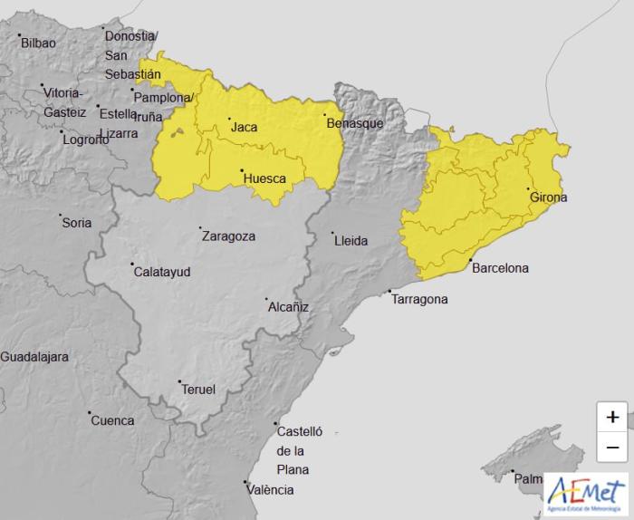 Ampliación del aviso amarillo por tormentas, 6 de septiembre