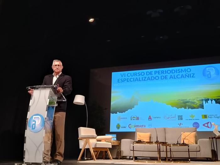 Blasco, en su intervención en el curso de periodismo de Alcañiz.