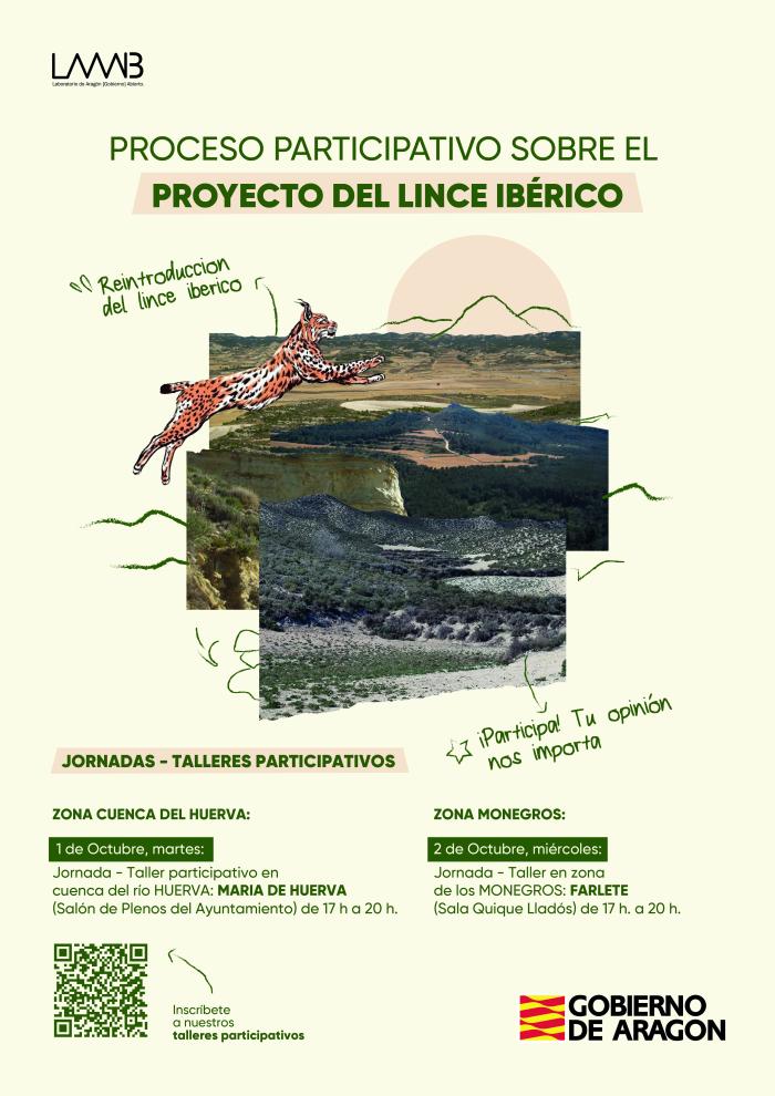 Cartel informativo sobre las jornadas previstas para abordar la reintroducción del lince ibérico.