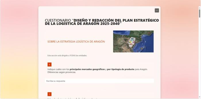 Cuestionario "Diseño y redacción del Plan Estratégico de la Logística de Aragón 2025-2040".