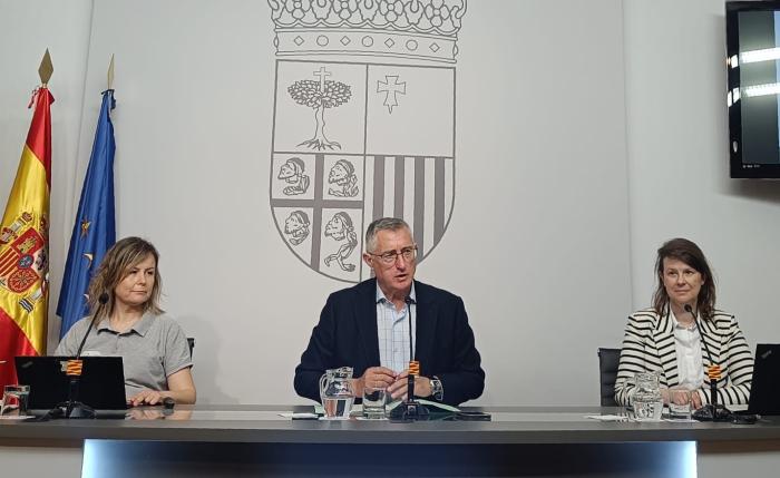 Ureta, Blasco y Oliván, en la rueda de prensa del balance de la campaña de incendios 2025.