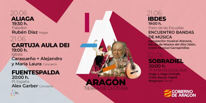 Actuaciones para este fin de semana en la programación 'Aragón, tierra de cultura'.