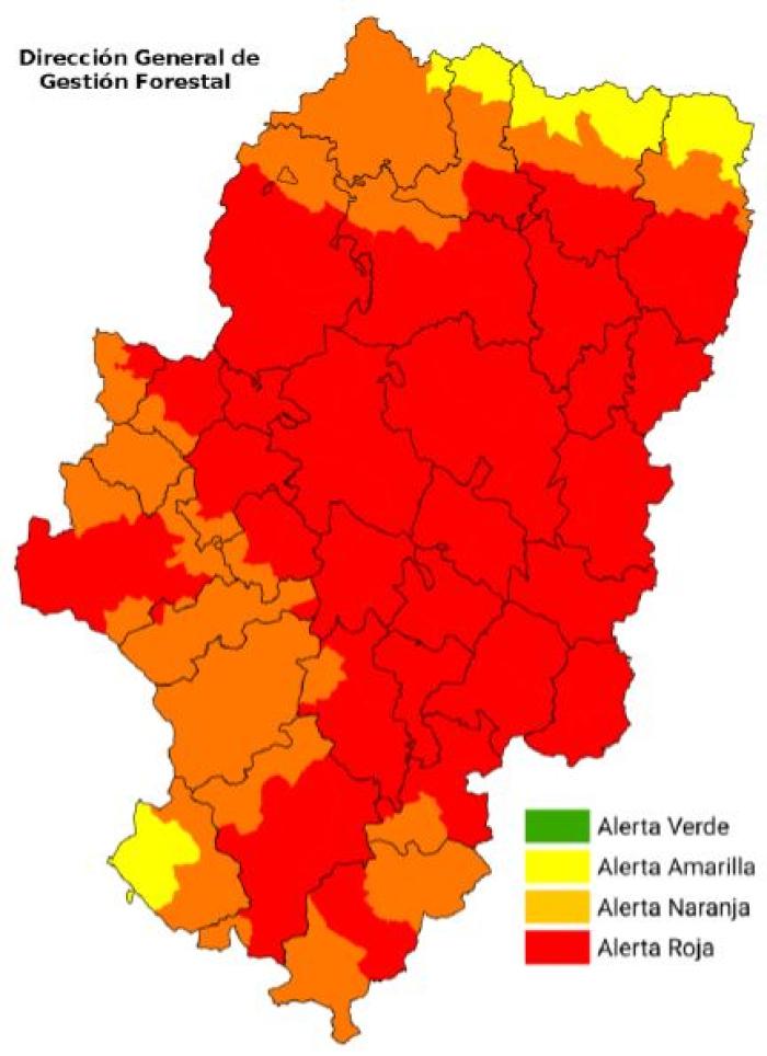 Imagen del artículo Alerta roja por peligro de incendios forestales en 15 zonas de Aragón