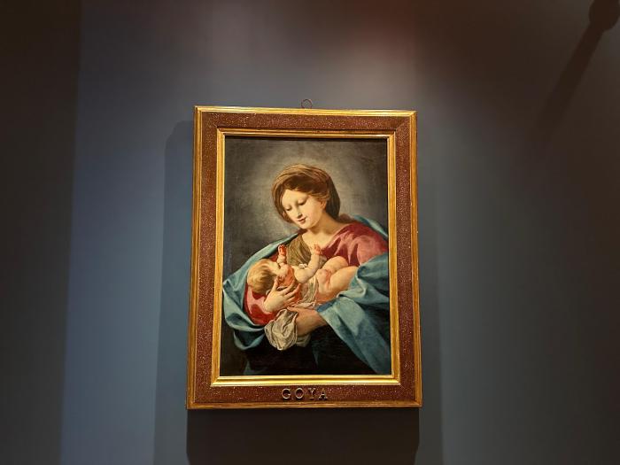La obra ‘Virgen con el niño’ se ha incorporado este jueves con carácter temporal a la exposición ‘Goya, del Museo al Palacio’.