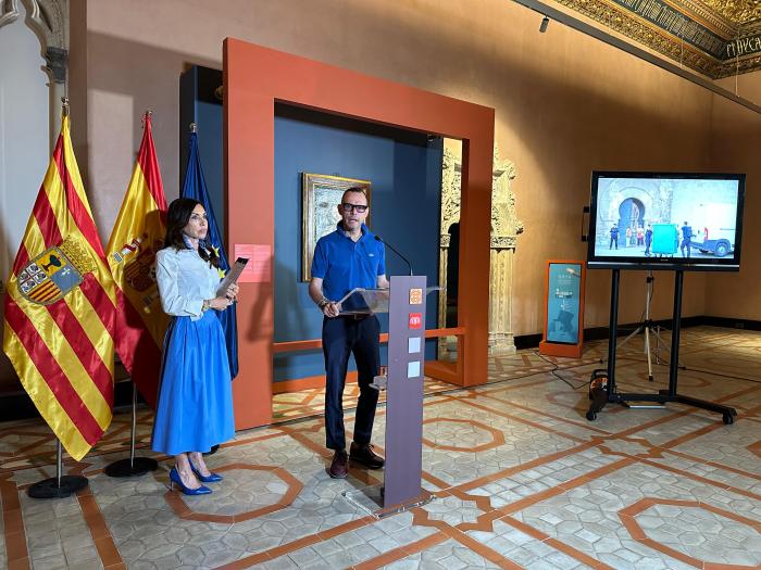 El director general de Cultura y la presidenta de las Cortes de Aragón han presentado la nueva obra invitada de la exposición 'Goya, del Museo al Palacio'.