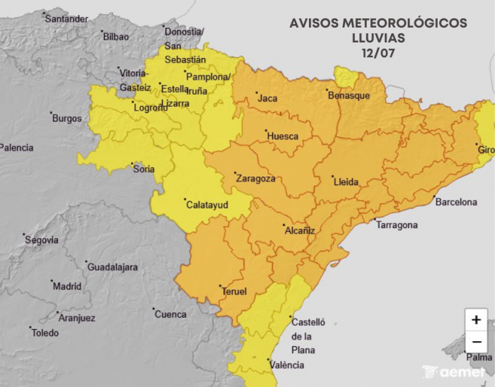 Avisos por lluvias para el sábado 12 de julio