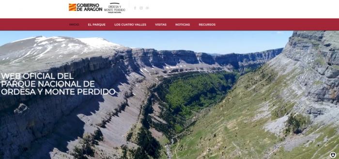 Portada de la nueva web oficial del Parque Nacional de Ordesa y Monte Perdido.