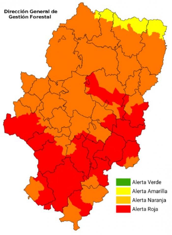 Imagen del artículo Nueve zonas de Aragón, en alerta roja por peligro de incendios forestales