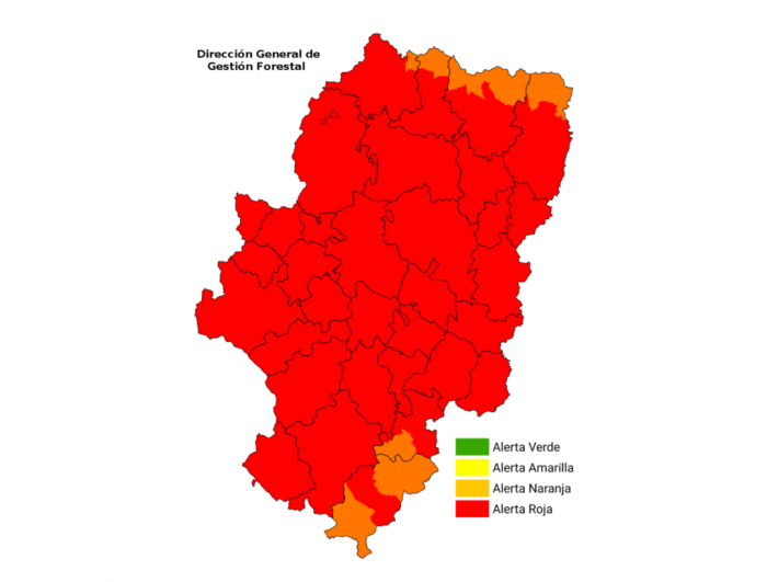 Nivel de Alerta por Peligro de Incendios Forestales en Aragón 12.08.2025