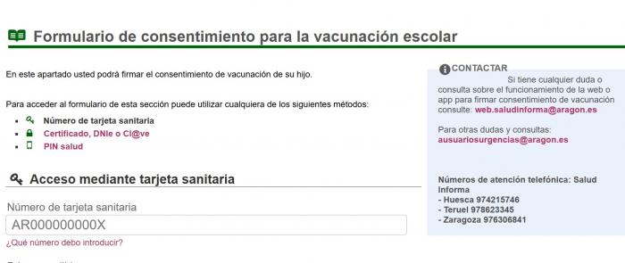 Formulario al que se tiene acceso en la página web de saludinforma.es