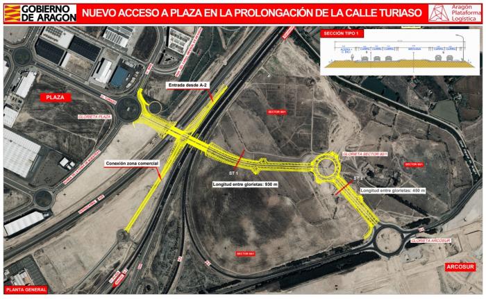Gráfico del futuro acceso norte entre la Avda. Turiaso de Plaza y la antigua N-II.