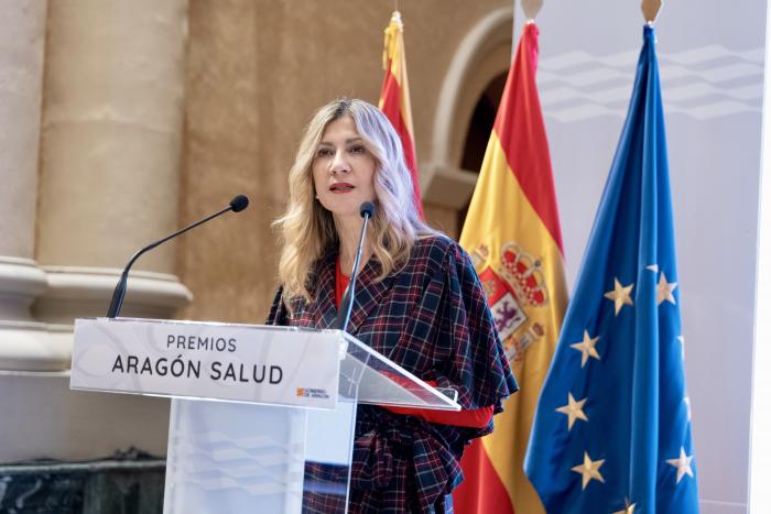 La vicepresidenta de Aragón, Mar Vaquero, durante su intervención en el acto de entrega de los I Premios Aragón Salud.
