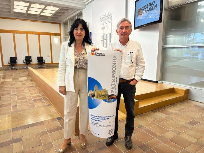 La directora general de Patrimonio Cultural, Gloria Pérez, y el jefe de servicio de Prevención, Protección e Investigación del Patrimonio Cultural, José Antonio Andrés Moreno, han presentado el programa de la II Jornada del Patrimonio Cultural Aragonés.