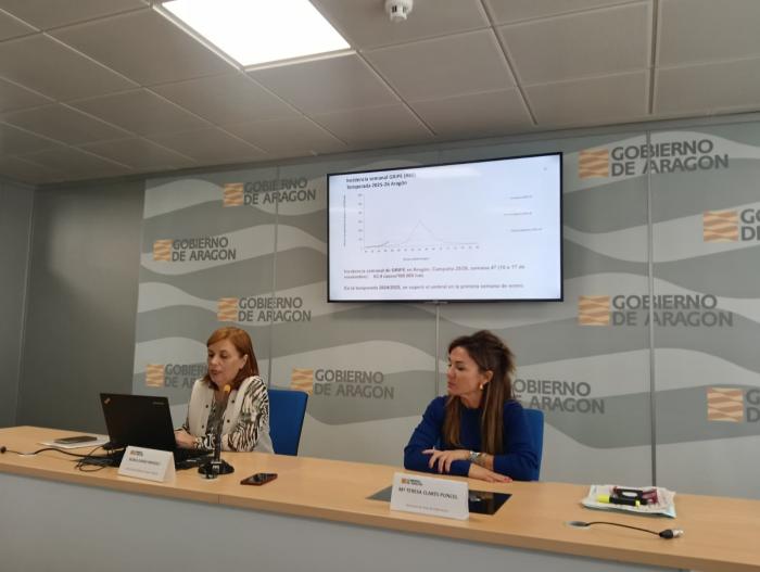 La directora general de Salud Pública, Nuria Gayán, y la directora del Área de Enfermería del SALUD, María Teresa Clares.