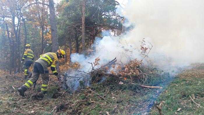 Retirada de restos forestales en Orihuela del Tremedal (Teruel) a través de quemas controladas.
