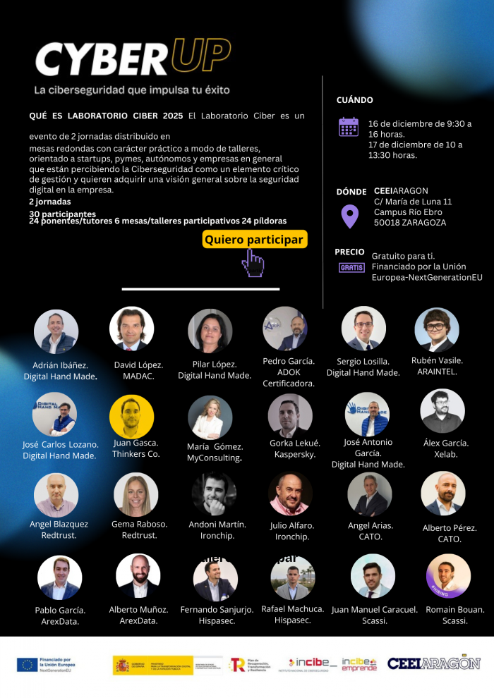 La jornda es realizada por CEEIAragón e Incibe