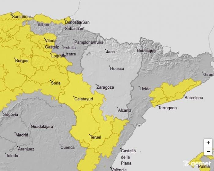 Avisos meteorológicos por viento en Aragón para el domingo 25 de enero.