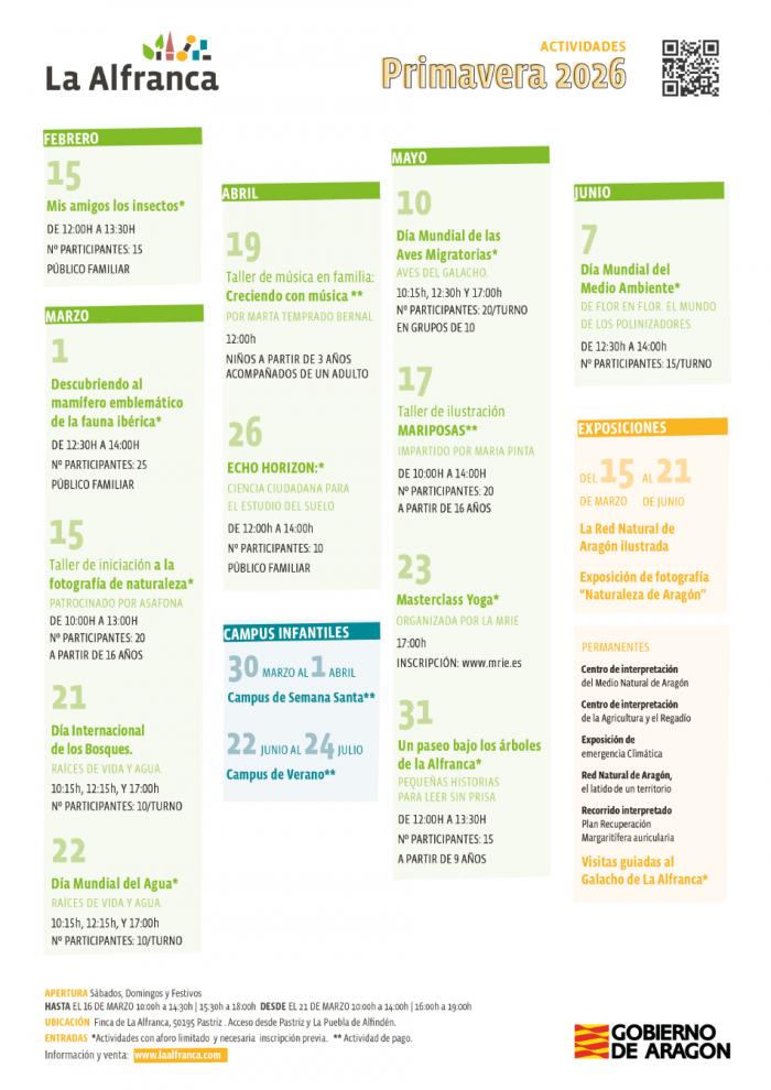 Programa de primavera 2026 en La Alfranca