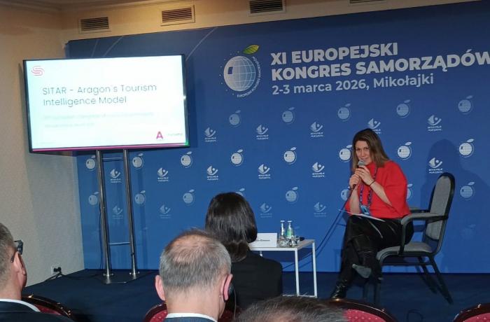 Gimeno, durante su exposición en el congreso que se desarrolla en Polonia.