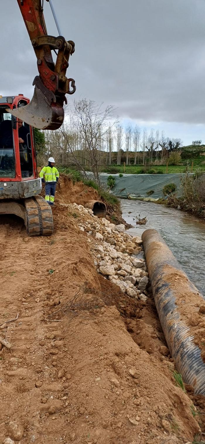 Imagen de los trabajos realizados en el colector en Tarazona.