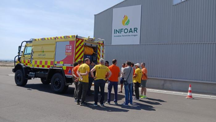 Una de las jornadas formativas a conductores de vehículos autobomba en la base de emergencias de Villanueva de Gállego.