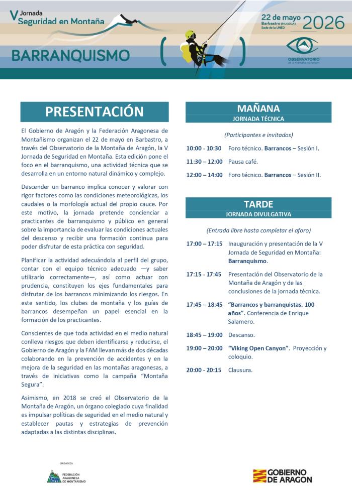 Programa V Jornada Seguridad en Montaña