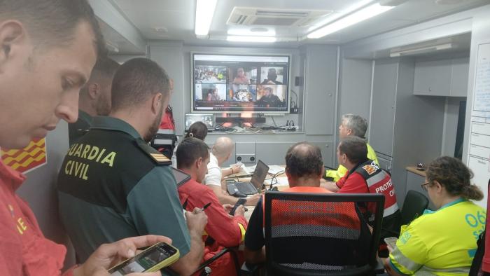 Reunión del CECOPI desde el Puesto de Mando Avanzado en Leciñena
