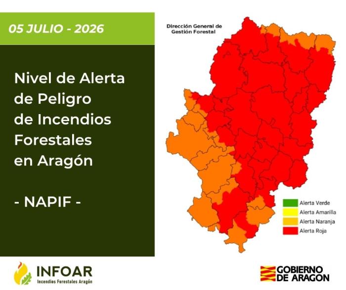 Nivel de Alerta de Peligro de Incendios Forestales (NAPIF) 05/7/26. INFOAR