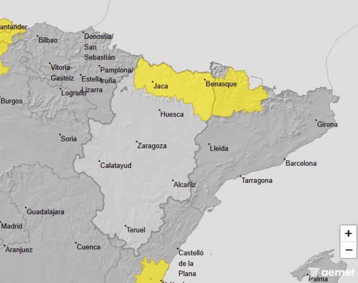 Aviso amarillo por tormentas en el Pirineo oscense, jueves 16 de julio.