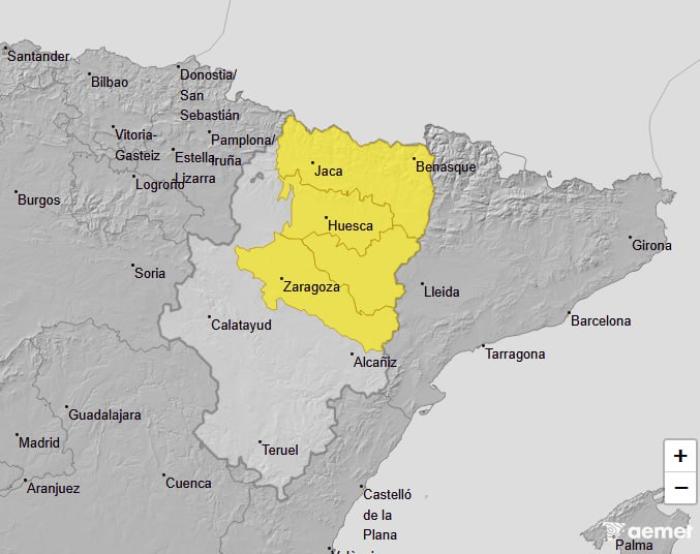 Aviso por tormentas en Aragón, viernes 24 de julio.
