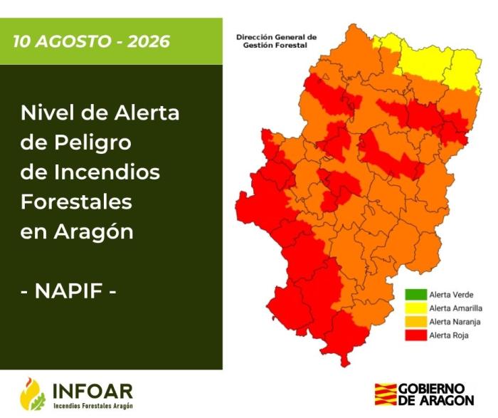 Nivel de Alerta de Peligro de Incendios Forestales (NAPIF) 10/08/26. INFOAR