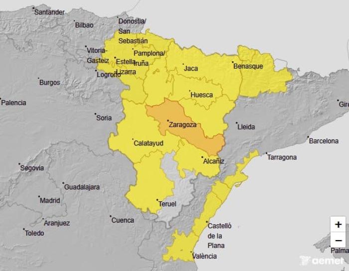 La ribera del Ebro estará en aviso naranja por lluvias entre las 14:00 y las 22:00 horas.