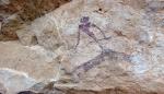 Pintura de un gran arquero lanzado a la carrera aparecida en La Hoz de la Vieja (Teruel)