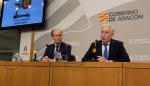 El presidente de Expo Zaragoza Empresarial, Octavio López, y el director gerente, Pedro Sas, durante la rueda de prensa.