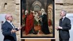 El presidente del Gobierno de Aragón, Jorge Azcón, durante su visita este miércoles al Monasterio de Sijena.