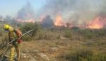 Un tren provoca un incendio con diez focos entre Escatrón y Castelnou