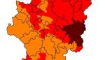 Muy alto riesgo de incendio forestal  (prealerta roja +) en Bajo Ebro 