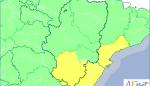 Aviso amarillo por lluvias en el sur de Teruel para el viernes, día 4