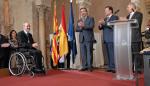 El presidente del Gobierno de Aragón, Marcelino Iglesias, asiste al acto de celebración de San Jorge en las Cortes de Aragón