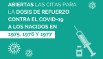 Abiertas las citas de la dosis de refuerzo contra el COVID-19 para los nacidos en 1975, 1976 y 1977