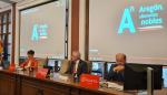 Cristina Joven, Joaquín Olona y Félix Longás, durante la inauguración de las II Jornadas Alcampo.