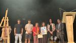 Tomasa Hernández esta tarde en la entrega del Premio Javier Brun a Pilar Mas, en la inauguración de la Feria de Teatro y Danza de Huesca.