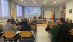 Un momento de la primera reunión del renovado Consejo Escolar de Aragón. Su presidenta, Marta Puente, al fondo a la derecha de la imagen