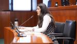 María Pía Canals, durante su intervención en la Comisión de Fomento de las Cortes de Aragón.